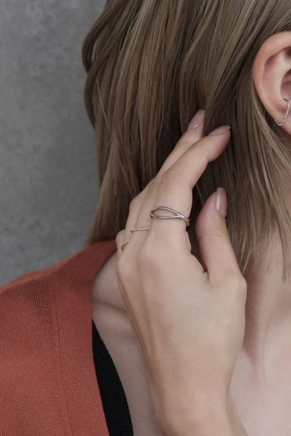 画像5: SILVER925 イレギュラーウェーブダブルラインリング (5)