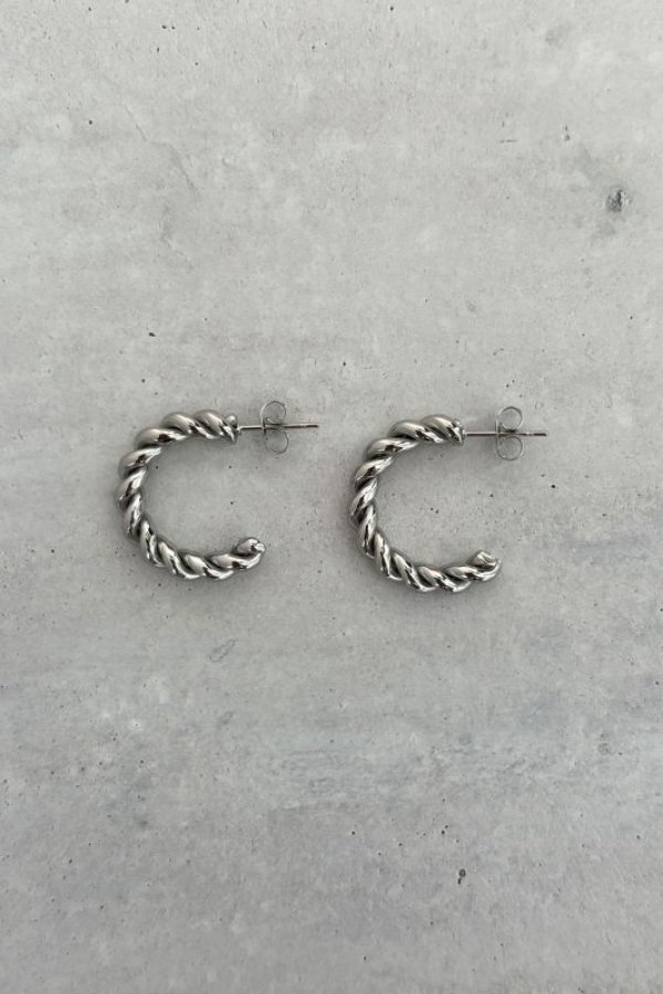 画像5: ▶︎ ステンレス ツイストラインC型フープピアス (5)