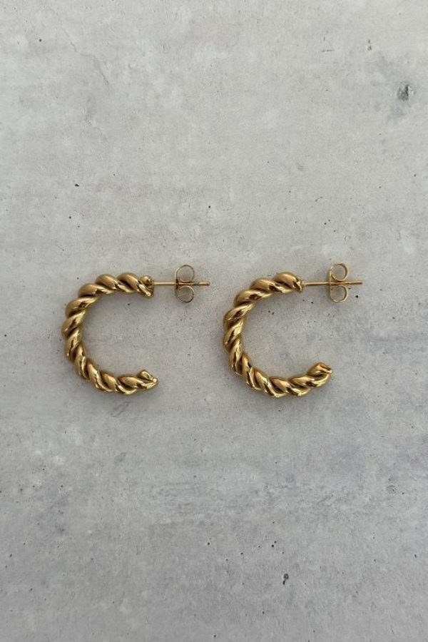 画像3: ▶︎ ステンレス ツイストラインC型フープピアス (3)