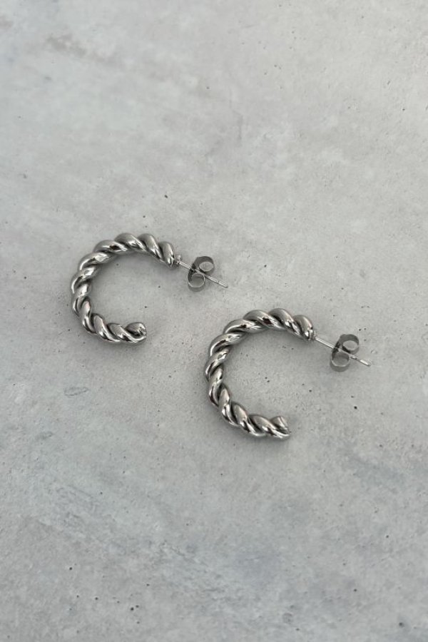 画像6: ▶︎ ステンレス ツイストラインC型フープピアス (6)