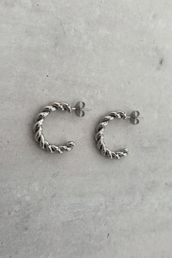 画像7: ▶︎ ステンレス ツイストラインC型フープピアス (7)
