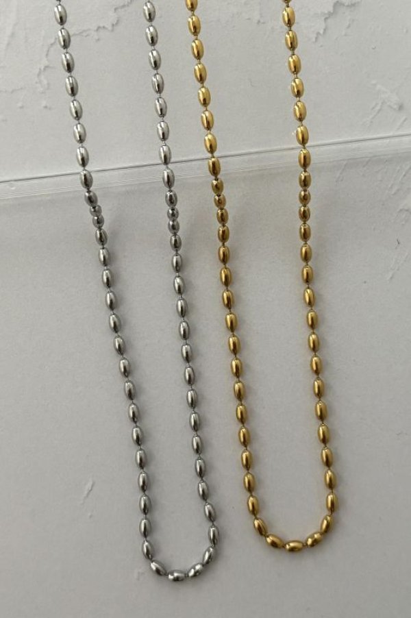 画像5: ステンレス 2.5mm幅 オーバルボールチェーンネックレス (5)