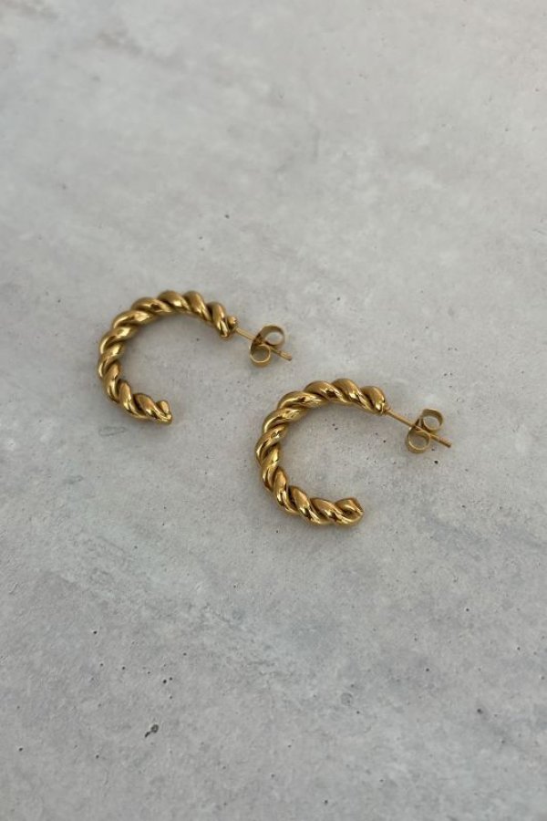 画像4: ▶︎ ステンレス ツイストラインC型フープピアス (4)