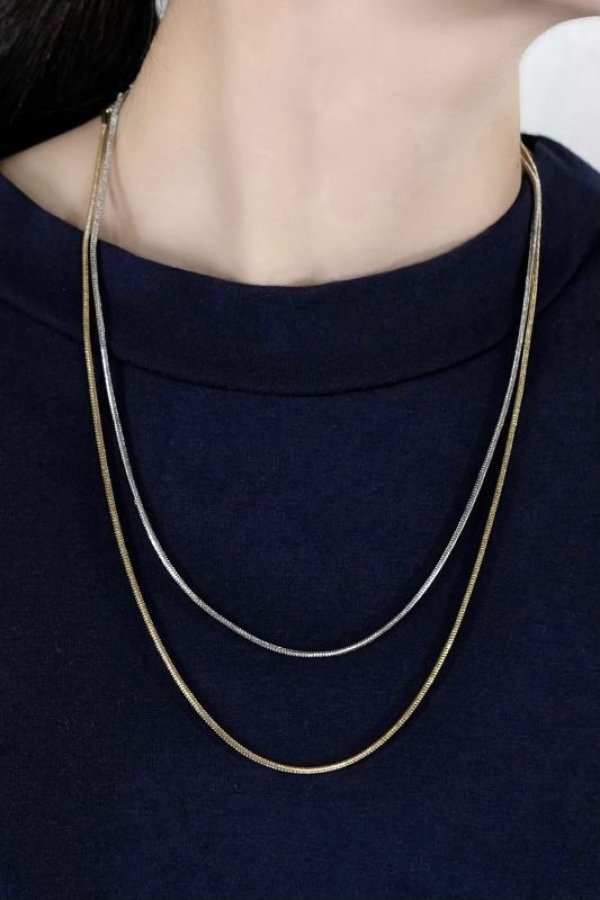 画像1: ステンレス 1.5mm幅 スネークチェーンネックレス (1)