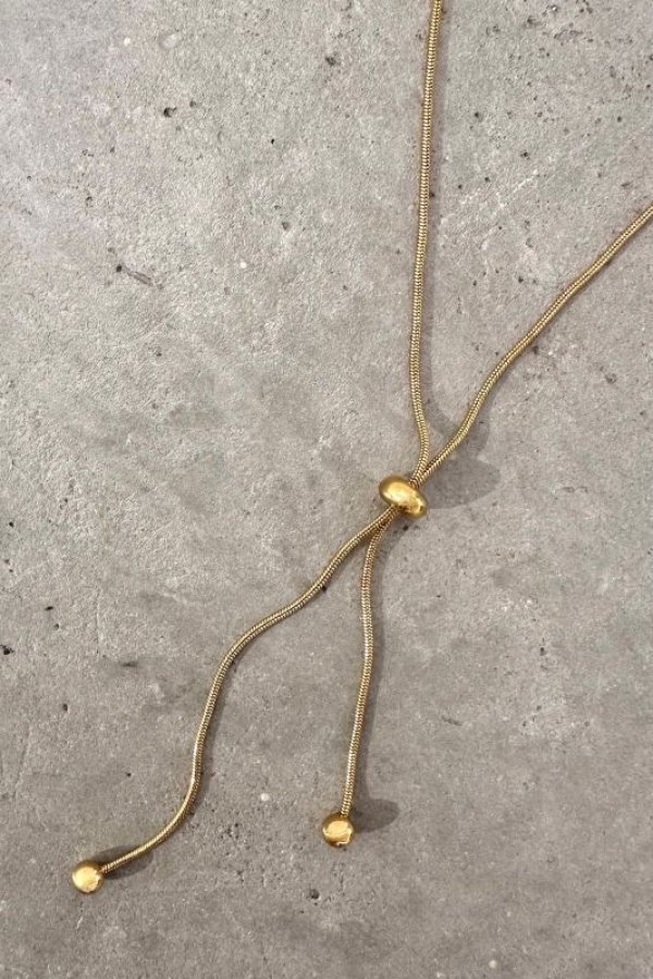 画像9: ステンレス スライドスネークチェーンラリエットネックレス (9)