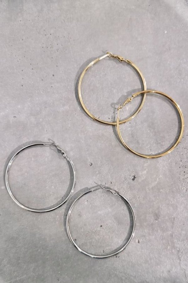 画像4: ステンレス フープピアス 53mm径 (4)