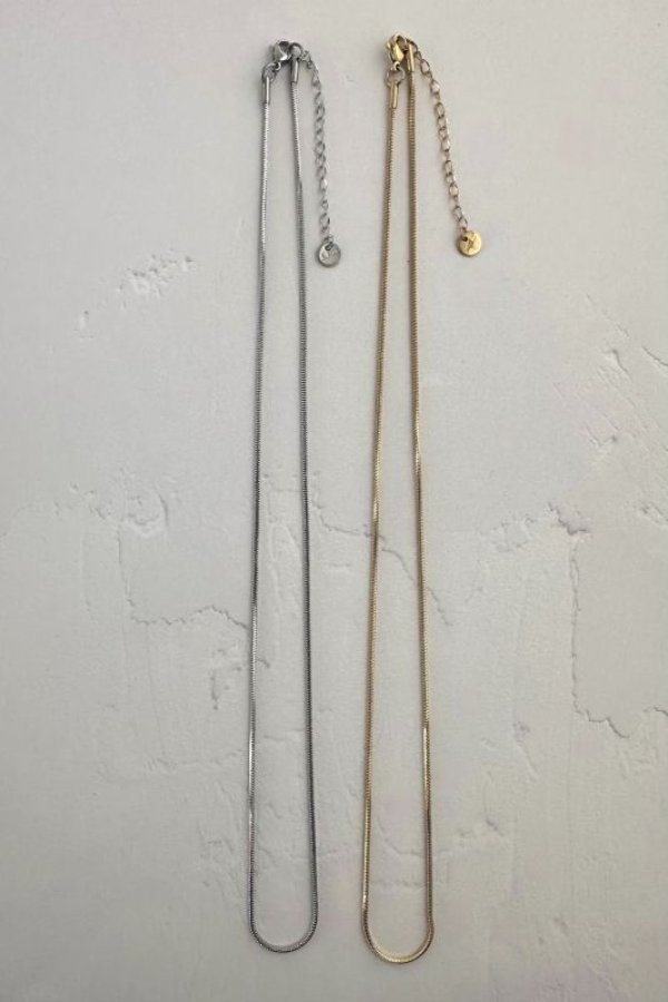 画像5: ▶︎ ステンレス 1mm幅 スネークチェーンネックレス  (5)