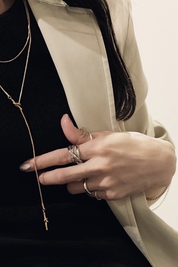 画像8: ▶︎ ステンレス クロストリプルラインリング/ゴールド (8)