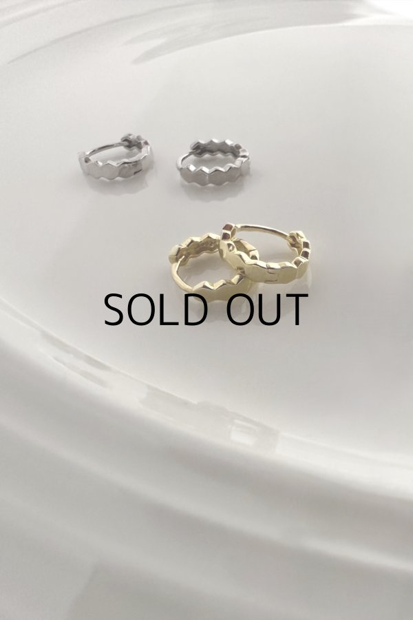 画像3: SILVER925 ペンタゴンフラットラインフープピアス (3)