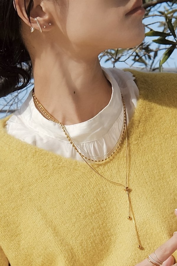 画像11: ステンレス スライドスネークチェーンラリエットネックレス (11)