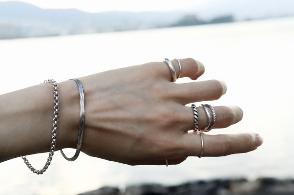 画像9: ステンレス ヘリンボーンチェーンブレスレット (9)