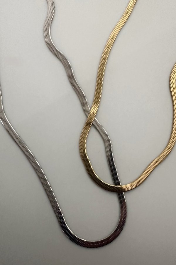 画像2: ステンレス ヘリンボーンチェーンネックレス 40cm (2)