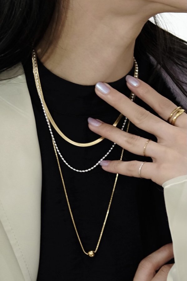 画像9: ステンレス ヘリンボーンチェーンネックレス 40cm (9)