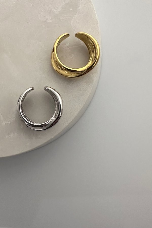 画像6: ▶︎ ステンレス クロストリプルラインリング/ゴールド (6)