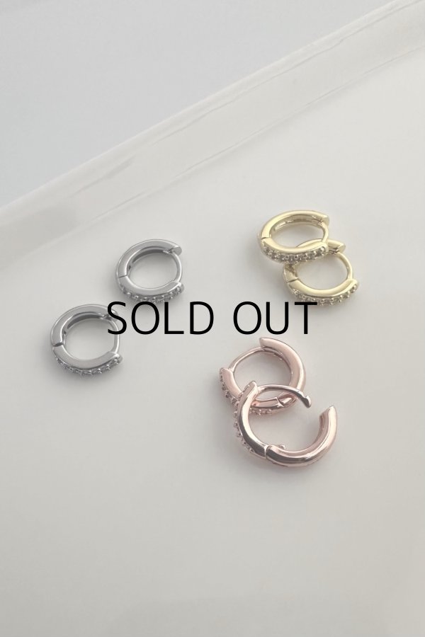 画像1: ステンレス 2.2mm幅 7ジルコニアフープピアス  (1)