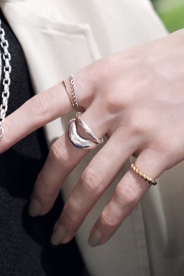 画像9: SILVER925 8mm幅 プランプイレギュラーカーブラインリング/シルバー (9)