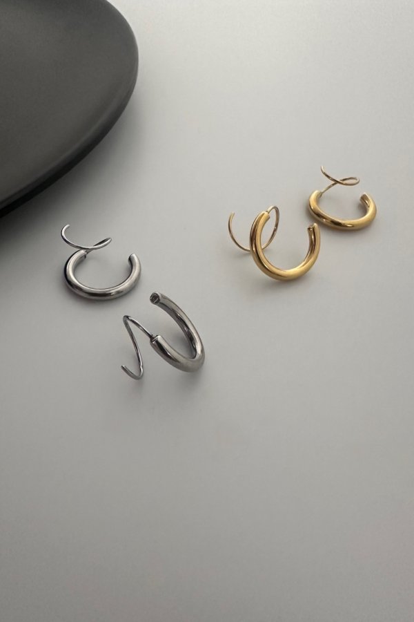 画像2: ステンレス チックラインスパイラルフープピアス (2)