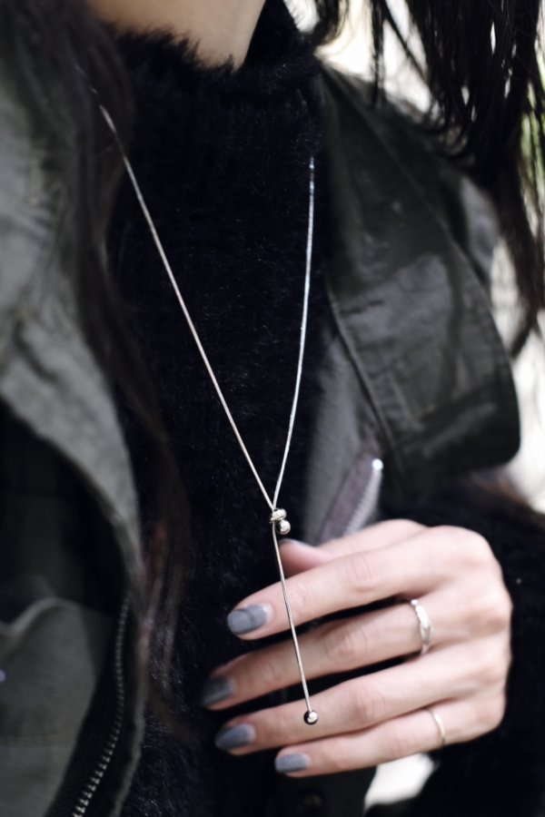 画像7: ステンレス スライドスネークチェーンラリエットネックレス (7)