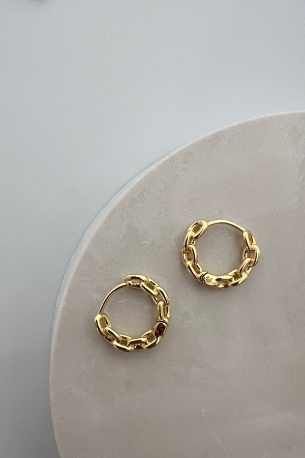 画像4: ステンレス アズキチェーンフープピアス  (4)