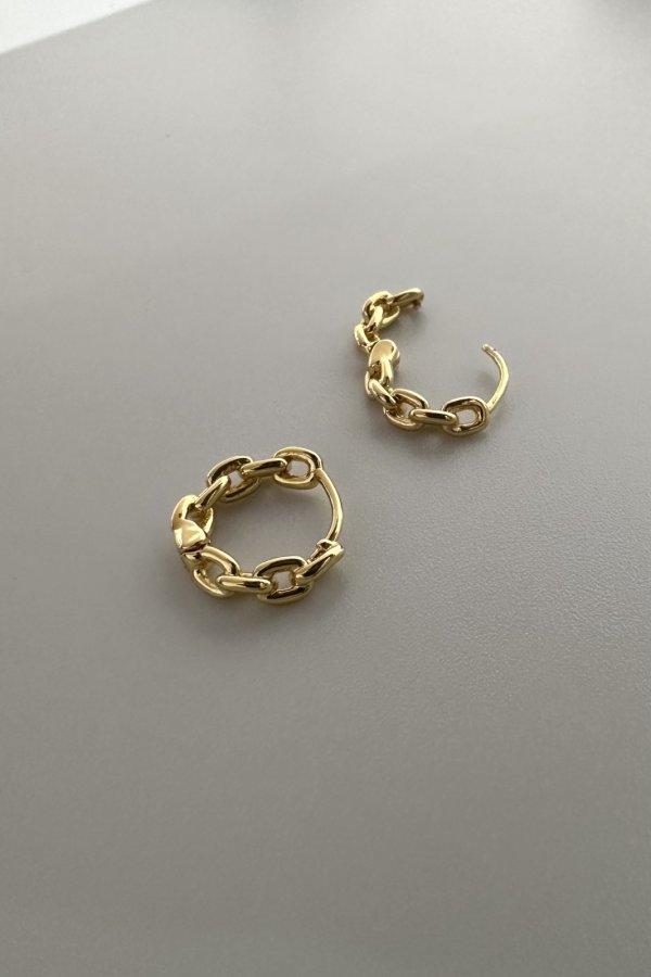 画像5: ステンレス アズキチェーンフープピアス  (5)