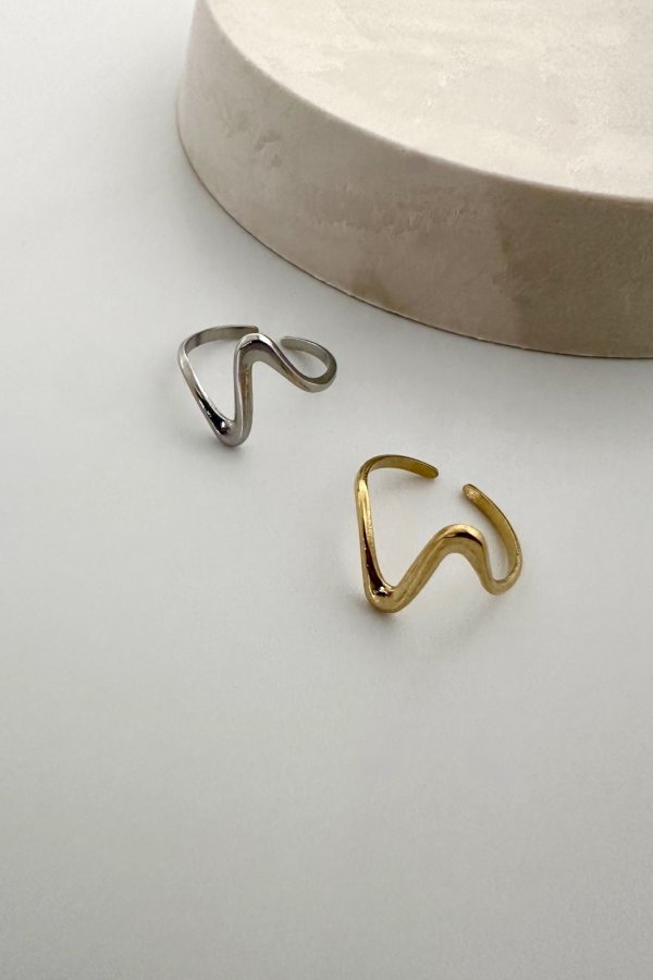 画像1: 【30％OFF】ステンレス ハイウェーブラインリング  (1)