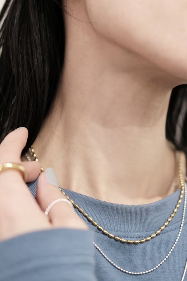 画像12: ステンレス 2.5mm幅 オーバルボールチェーンネックレス (12)