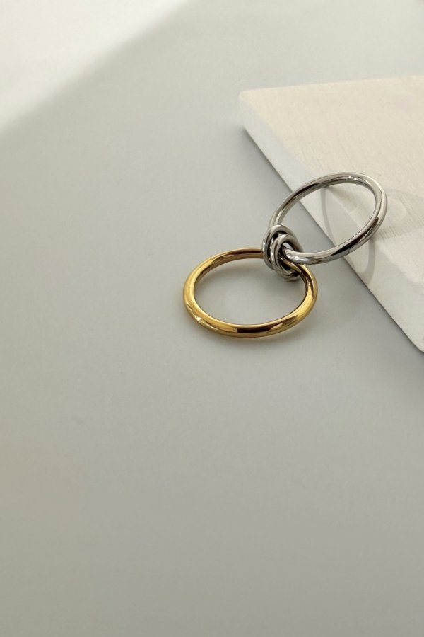 画像4: ステンレス Wコネクトリング/シルバー×ゴールド  (4)