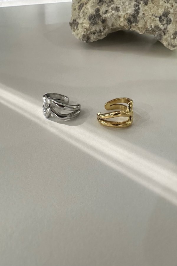 画像5: ▶︎ ステンレス エッジウェーブダブルラインイヤーカフ /シルバー (5)