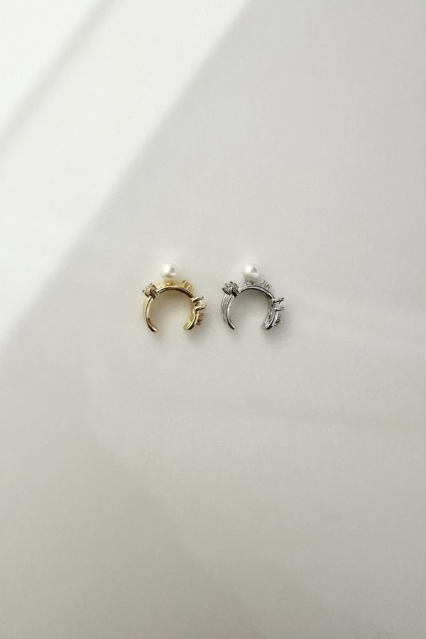 画像6: ▶︎ SILVER925 ランダムビジュー&パールスリーラインイヤーカフ (6)