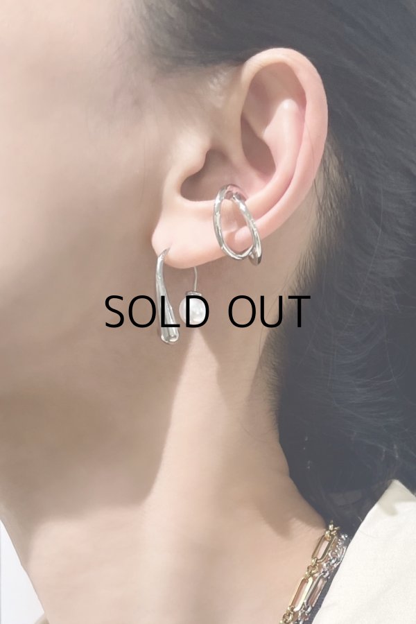画像1: ステンレス パールキャッチドロップフックピアス (1)