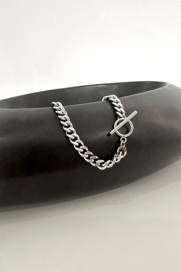 画像1: ステンレス 7mm幅 2カットキヘイチェーンマンテルブレスレット 20cm/シルバー (1)