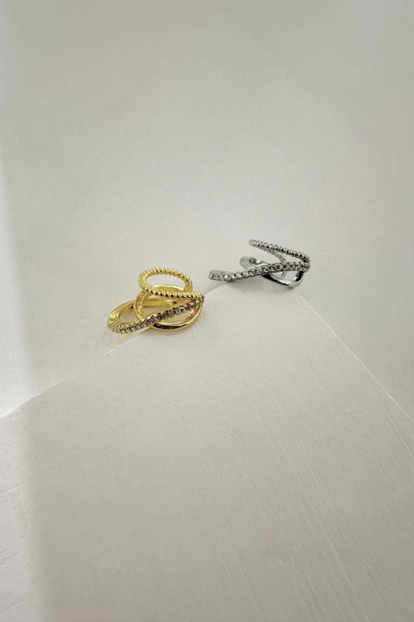 画像4: ▶︎ ノッチスムースジルコニアトリプルラインイヤーカフ (4)