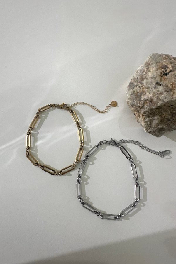 画像1: ステンレス コネクティッドアズキチェーンブレスレット (1)