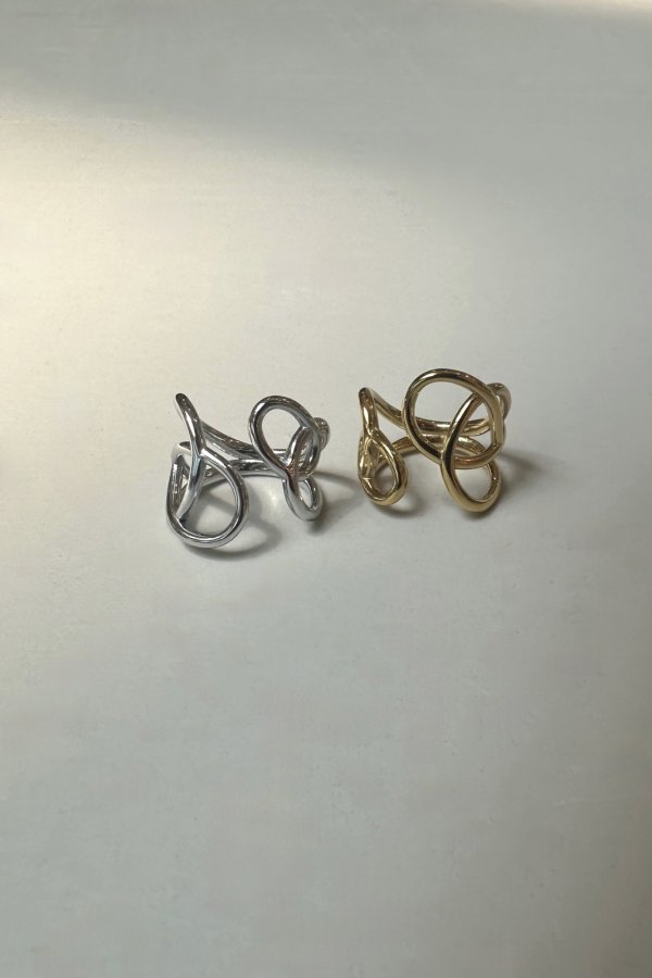 画像5: ステンレス アシンメトリーホローラインリング (5)