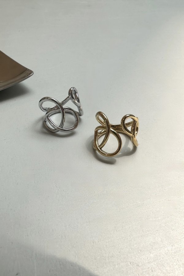 画像1: ステンレス アシンメトリーホローラインリング (1)