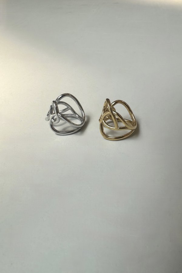 画像6: ステンレス アシンメトリーホローラインリング (6)