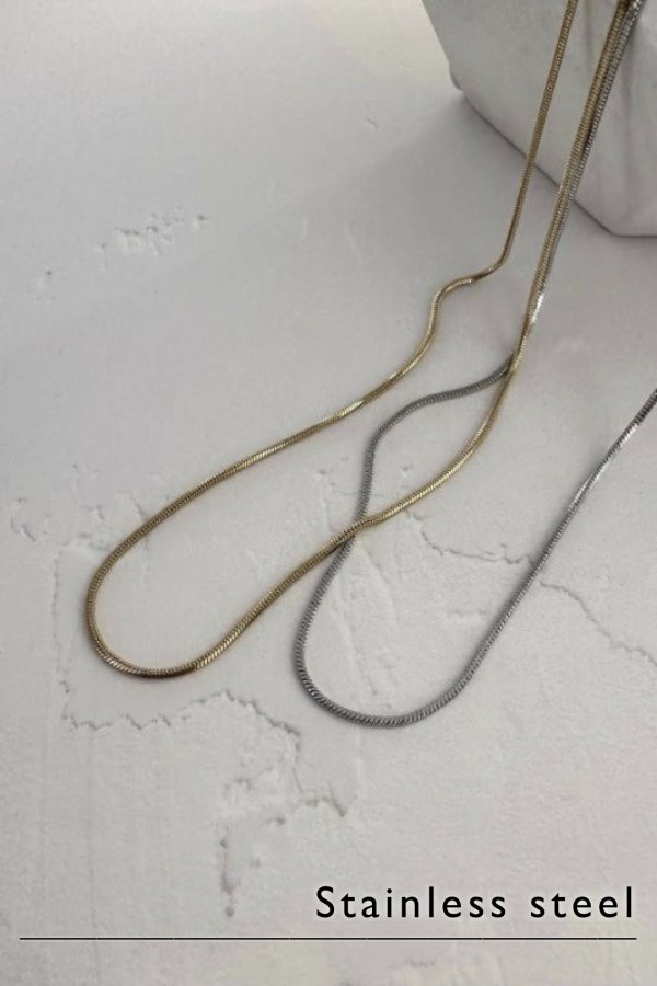 画像3: ▶︎ ステンレス 1mm幅 スネークチェーンネックレス  (3)