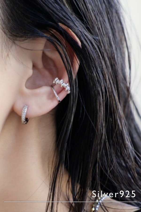 画像2: SILVER925 イレギュラーオーバルラインイヤーカフ (2)