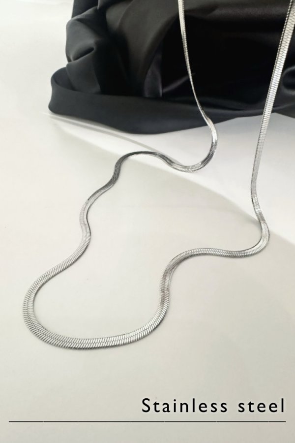 画像1: ステンレス 3mm幅 ヘリンボーンチェーンネックレス 55cm (1)