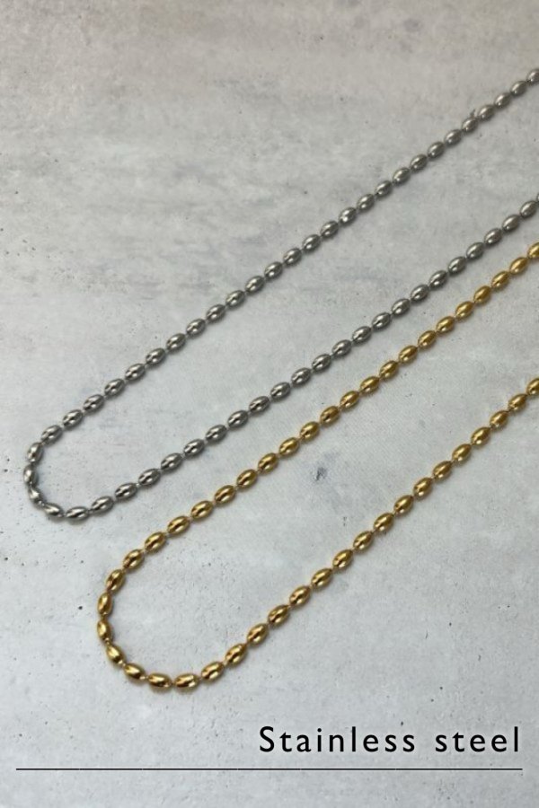 画像4: ステンレス 2.5mm幅 オーバルボールチェーンネックレス (4)