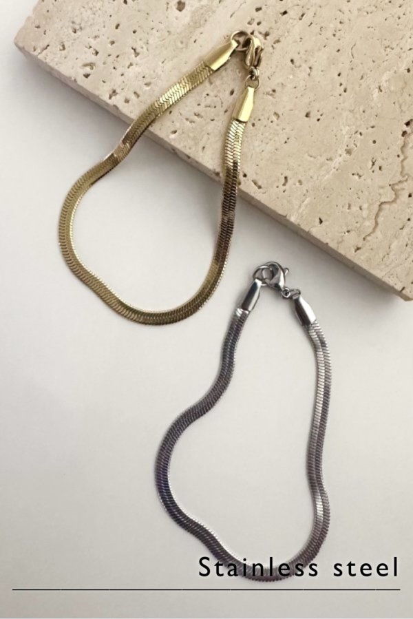 画像5: ステンレス ヘリンボーンチェーンブレスレット (5)