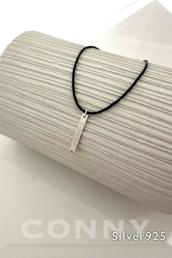 画像2: SILVER925 CONNYロゴプレートレザーチョーカー /ブラック (2)