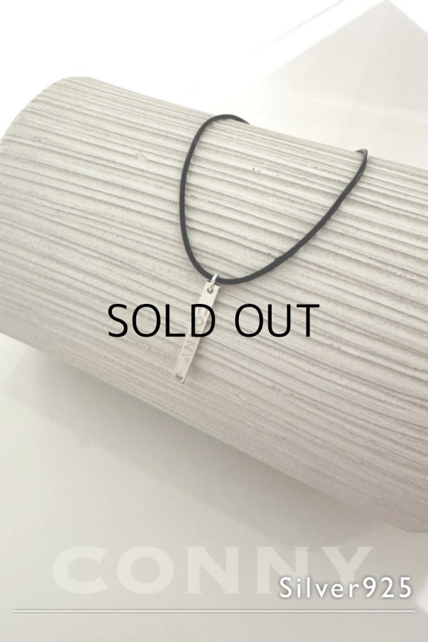 画像2: SILVER925 CONNYロゴプレートレザーチョーカー /ブラック (2)