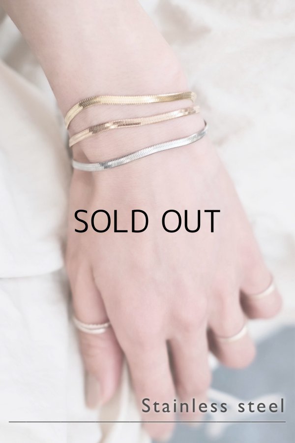 画像2: ステンレス ヘリンボーンチェーンブレスレット (2)