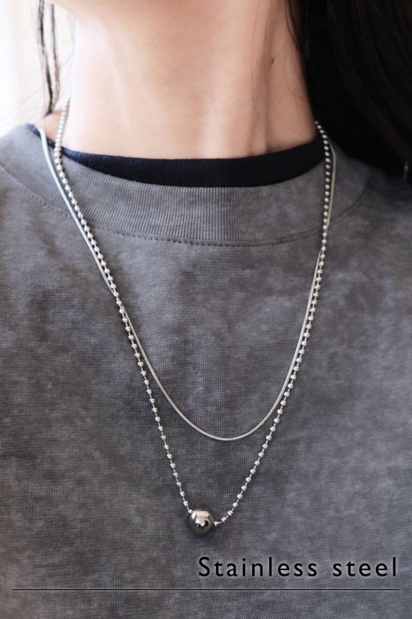 画像9: ▶︎ ステンレス ボールトップ ボールチェーンネックレス/シルバー  (9)
