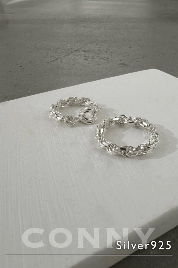 画像1: SILVER925 3.8mm幅 カットロープチェーンリング /シルバー  (1)