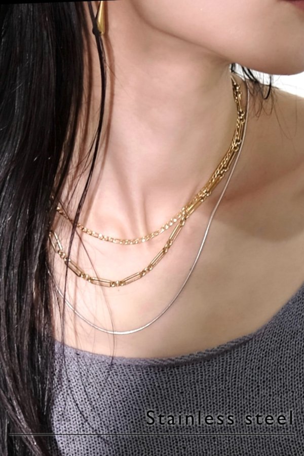 画像1: ステンレス コネクティットアズキチェーンネックレス (1)