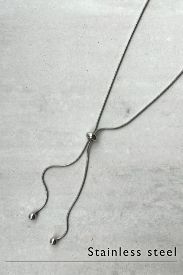 画像3: ステンレス スライドスネークチェーンラリエットネックレス (3)