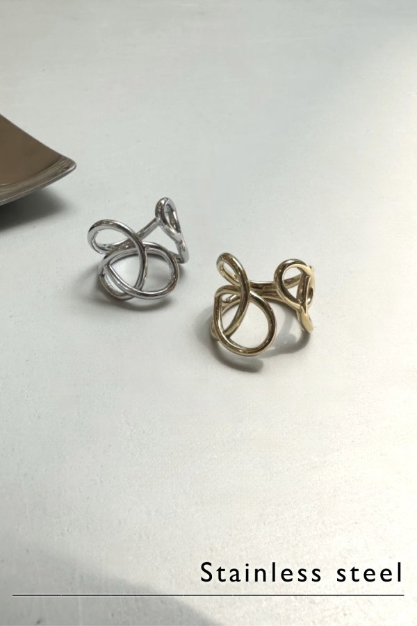 画像4: ステンレス アシンメトリーホローラインリング (4)