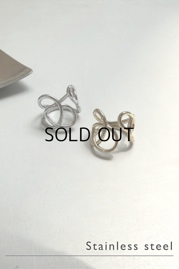 画像4: ステンレス アシンメトリーホローラインリング (4)